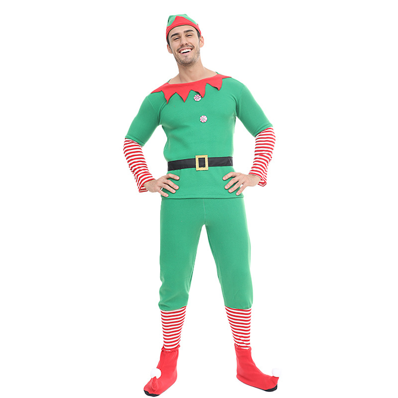 源头厂家亚马逊供应圣诞节服装家庭装大男精灵套装家庭派对组合装