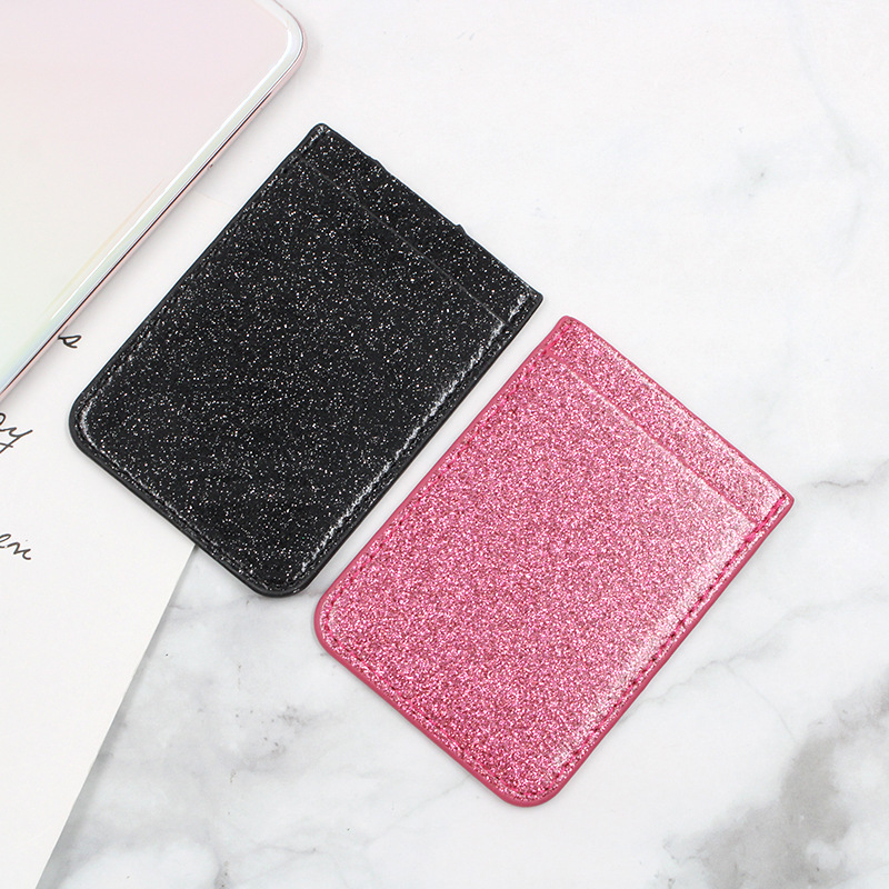 个性创意 幻彩镭射平口手机贴 皮革手机背贴卡套 pu自粘卡袋卡夹
