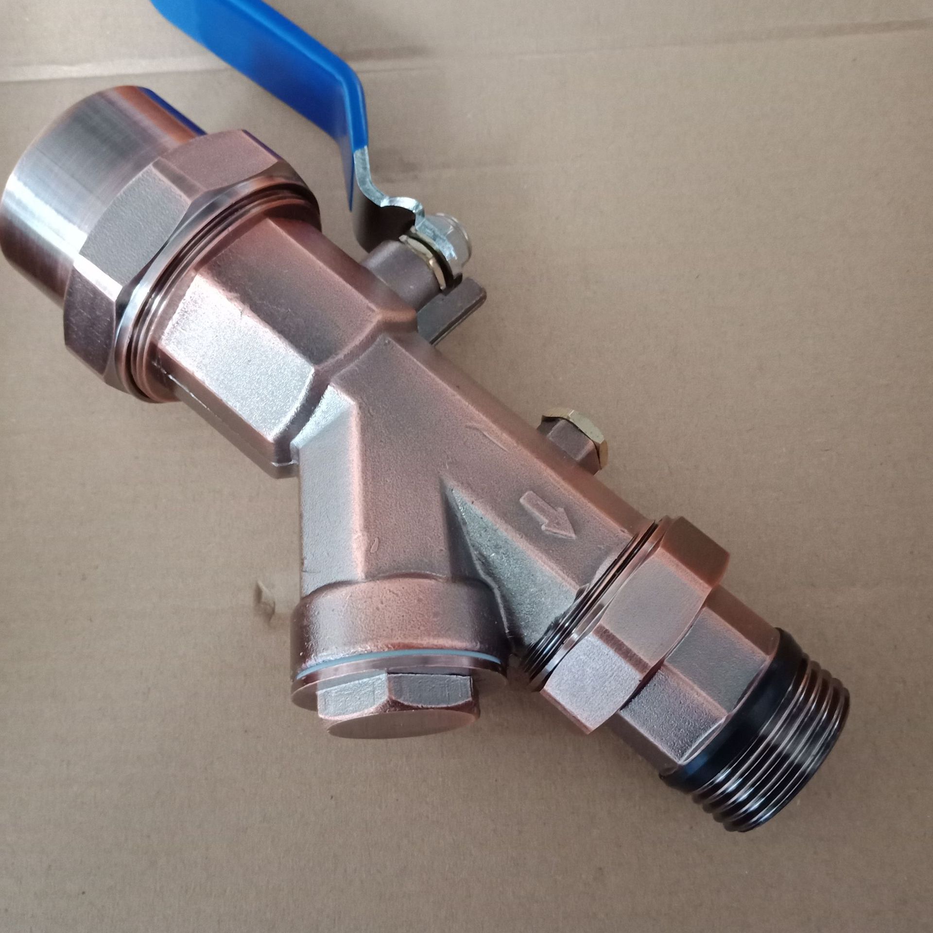 pert地暖分水器专用过滤器阀纯铜三位一体混水阀进出水球阀压滤器