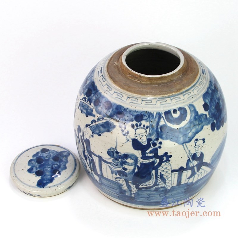 景德镇民窑麒麟送子 仿古盖罐民罐明罐美国欧美流行脚踩泥