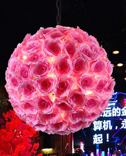 Flower Chandelier Walnut Music Restaurant Chandelier Instafamous Store Decorative Lamp Rose Flower Ball Bustling Bar Chandelier
