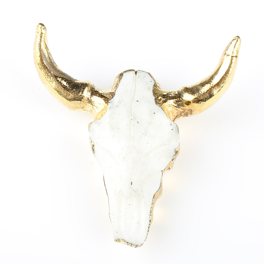 牛头吊坠 仿牛头项链金属包边饰品配件 40*43*10mmdiy手工制作