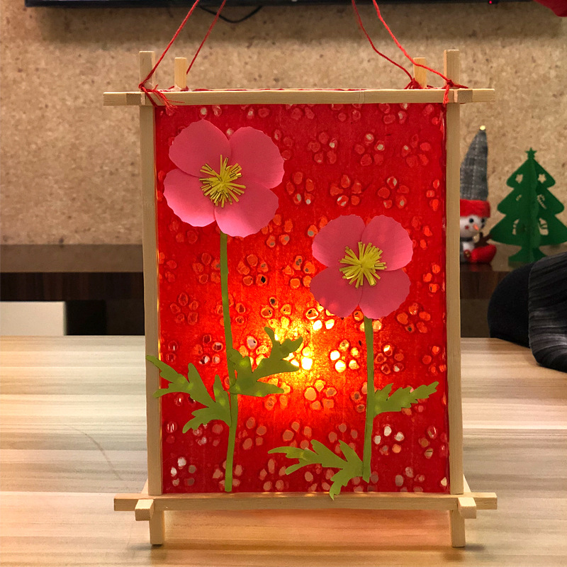 节日diy灯笼材料包仿古中式手提宫灯diy儿童手工玩具古典纸灯