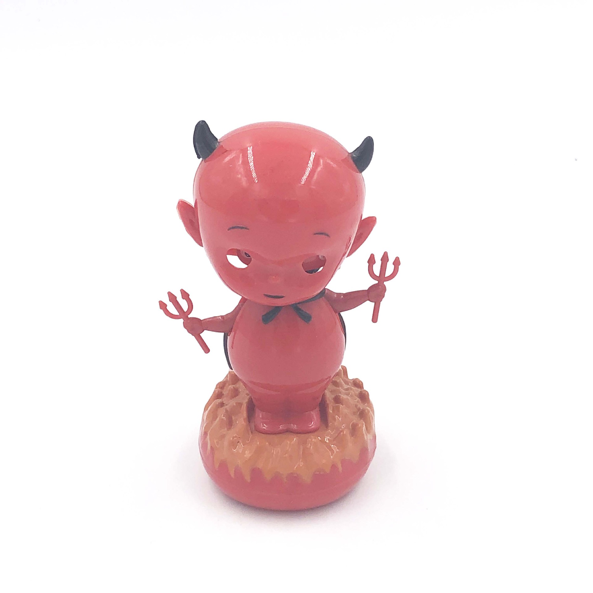 Halloween Red Horn Devil Car Decoration Solar Bobble Head Doll ABS Material Spot Support Sample