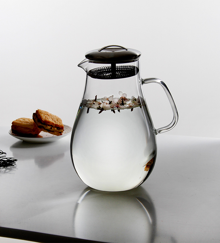 大水滴高硼硅耐热玻璃花草茶壶 冰冻果汁壶水滴壶凉冷水壶 可定制