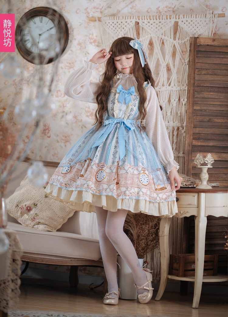 原创 时光记忆jsk吊带连衣裙少女学院软妹lolita洋装萝莉连衣裙