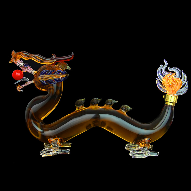 厂家定制 2斤龙形酒瓶 玻璃工艺酒瓶 玻璃人参泡酒瓶十二生肖酒瓶