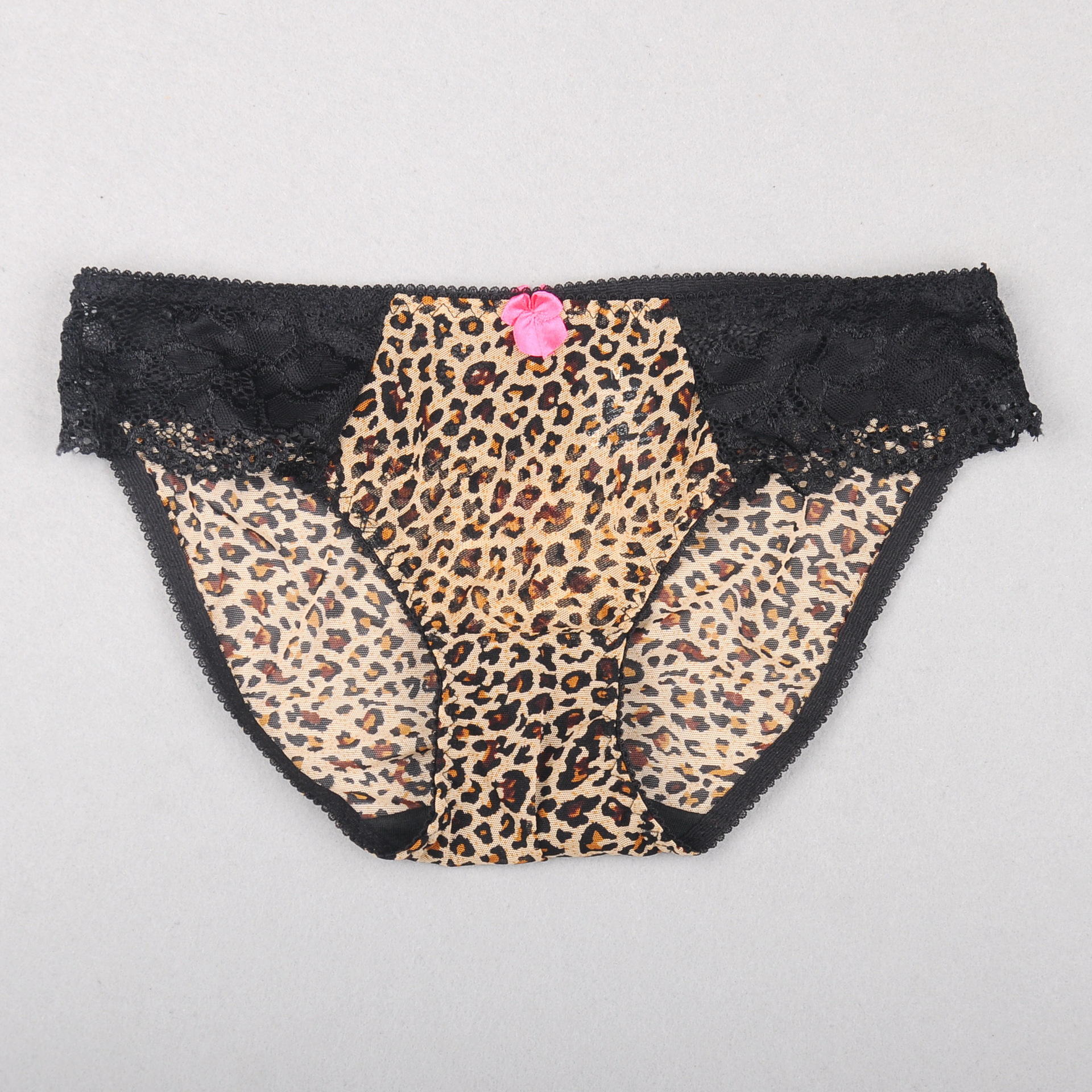 三角裤豹纹蕾丝女性网纱波点透气舒适加大全包臀女内裤欧美站多码