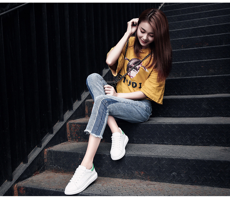 袁姗姗同款麦昆学生小白鞋女2020春季新款韩版百搭厚底松糕板鞋女