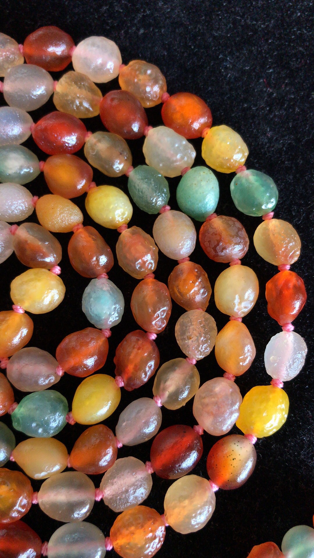 精品天然拉萨戈壁原石玛瑙彩色圆珠108颗