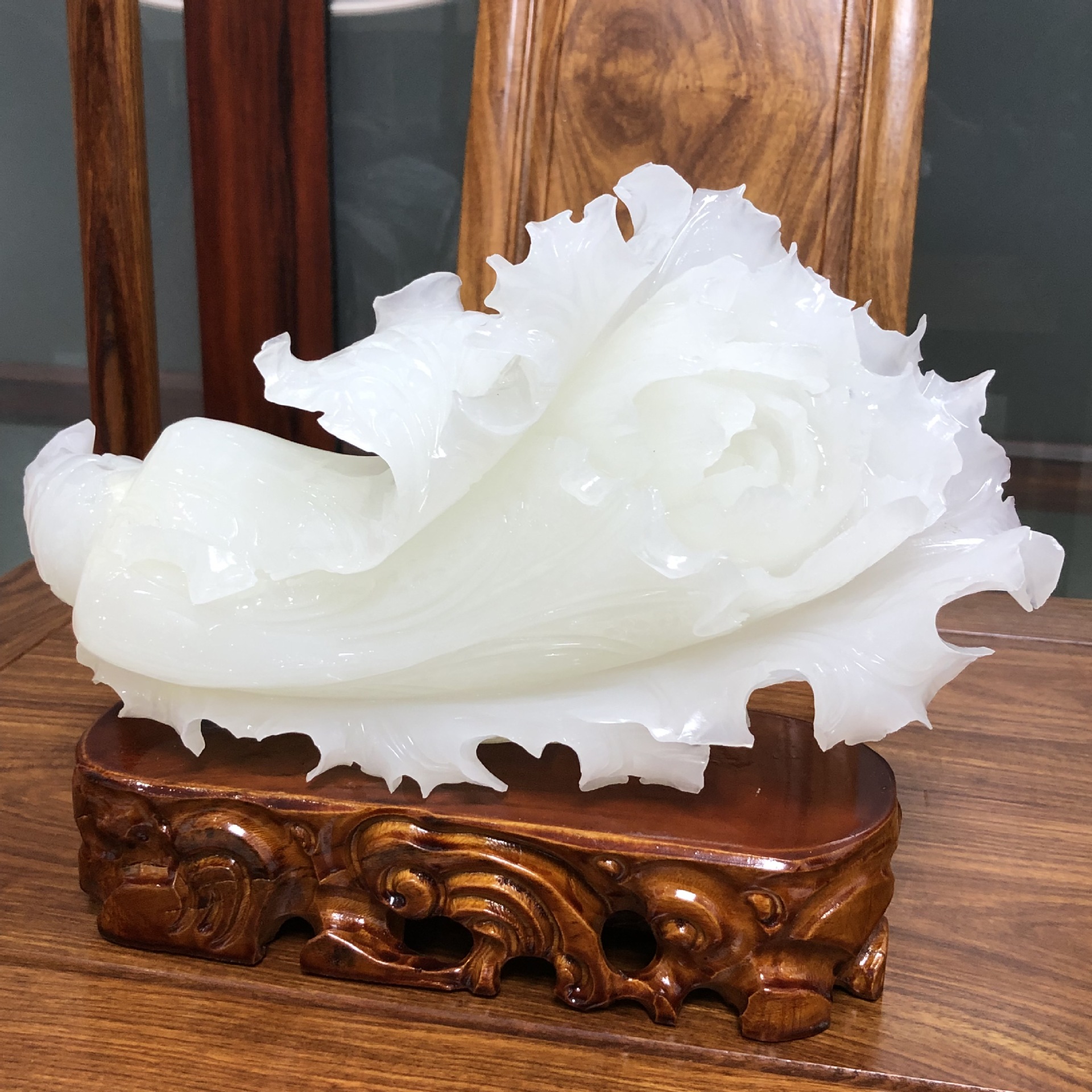 玉石石头阿富汗玉白菜玉雕摆件冰丝玉白菜玉石白菜家庭客厅摆件