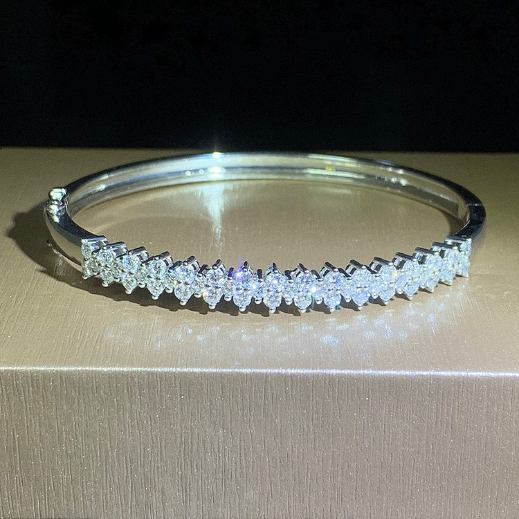 18k金钻石手镯 天然南非钻石 豪华手镯 k白 结婚订婚手链