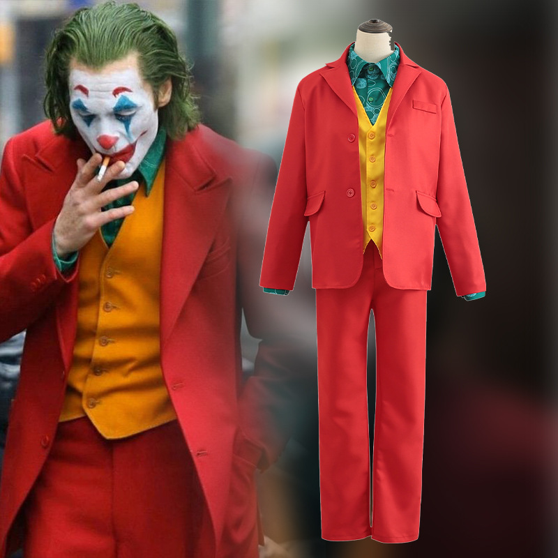 万圣节小丑cosplay服 2019dc电影joker西装杰昆尼克斯红色演出服