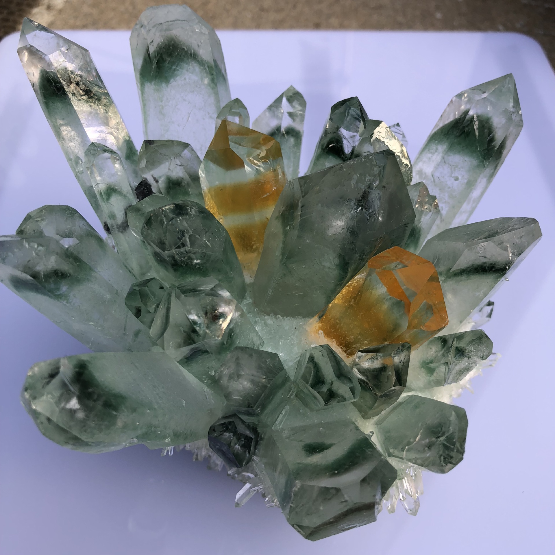 天然绿幽灵晶簇 绿幽灵水晶簇摆件 消磁净化风水 家居摆件 批发