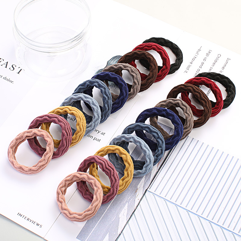 K002 Weixin Korean Hairband Women's High Elasticity Hair Rubber Band Simple Headband Black Seamless Canned Towel Hair Ring