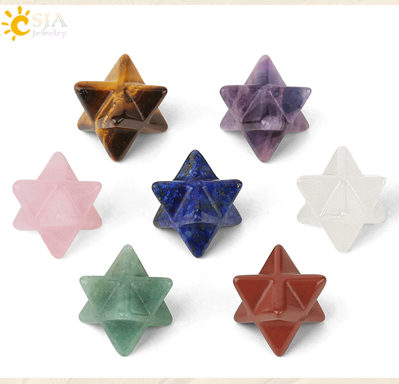 欧美天然石头梅尔卡巴六芒星吊坠大卫之星灵气疗愈饰品厂家直销
