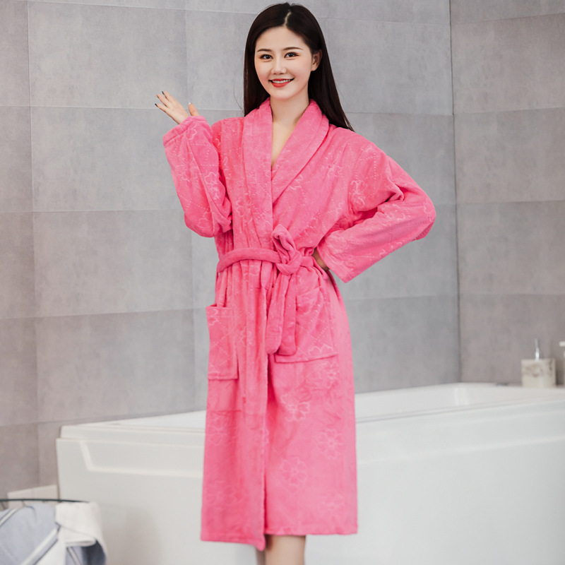 酒店浴袍五星级男女士浴衣新款毛巾料抹胸长款春秋季情侣毛巾睡袍