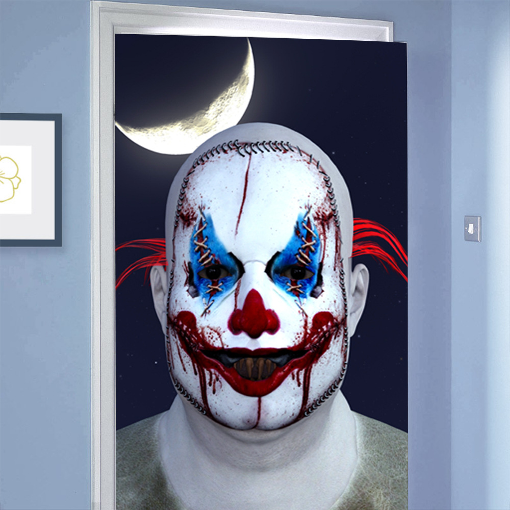 mt073万圣节恐怖鬼脸男贴纸立体仿真门贴可移.墙贴卧室客厅diy