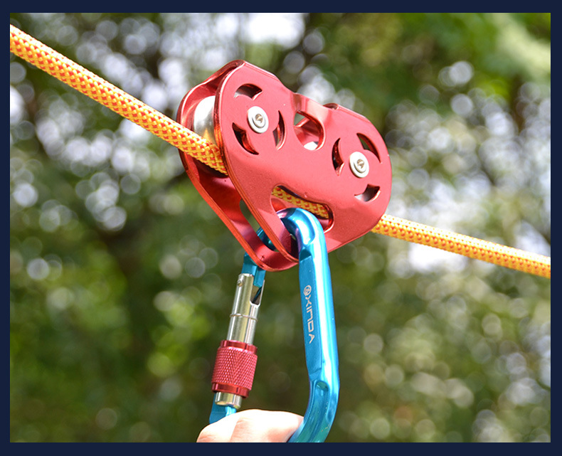 欣达双轴双滑轮横渡滑轮钢缆滑轮溜索滑轮树上探险滑轮救援滑轮组