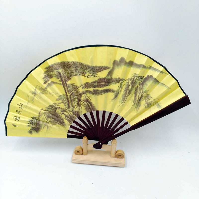 八寸绢扇古典绢布扇男式折扇 竹扇子中国风舞蹈 工艺礼品扇子批发