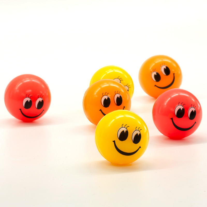 20年弹力球专业工厂 维克多45号橡胶玩具弹弹球 笑脸印刷弹跳球