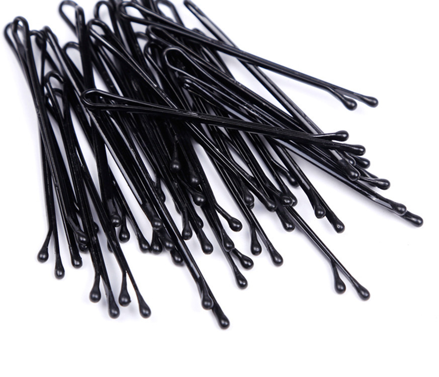 一字夹波纹夹黑色圆头盘发卡子发夹盒装加紧发卡边卡影楼造型专用