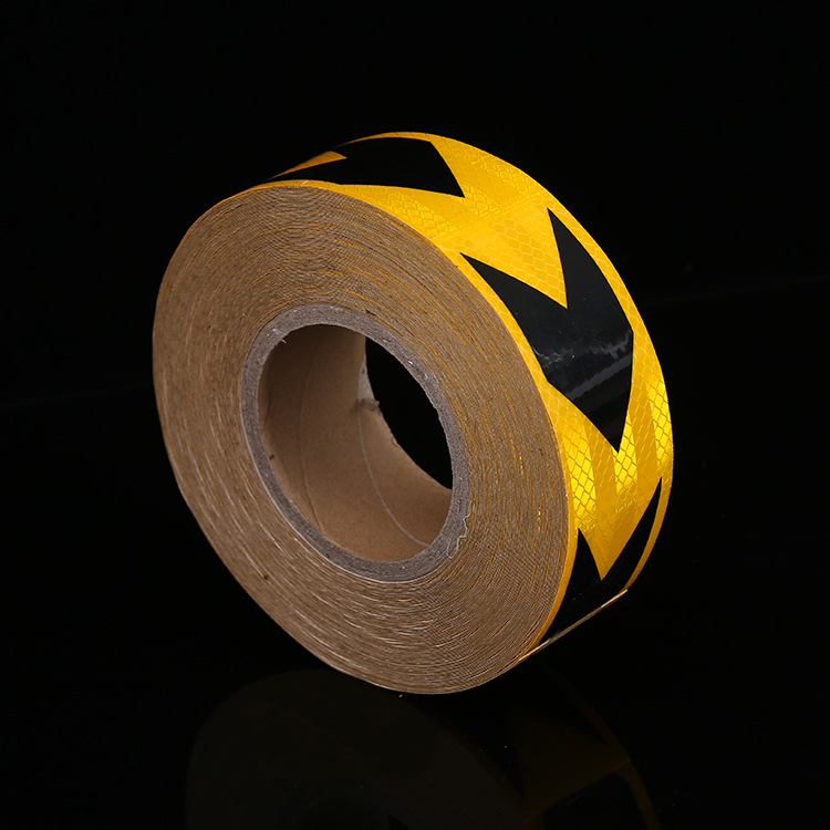定制反光卷膜 pet反光膜 货车汽车反光贴定做 黑黄相间箭头反光贴