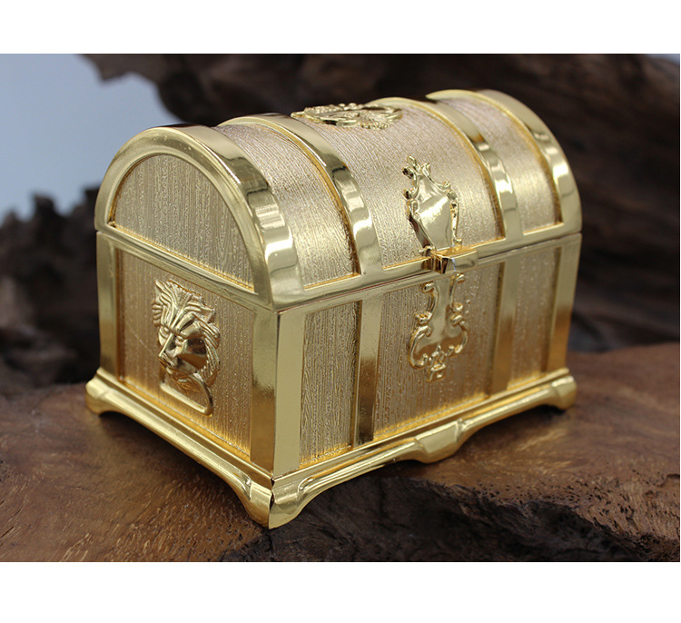 金色金属欧式古典百宝箱海盗珠宝盒创意个性家居饰品收纳首饰盒