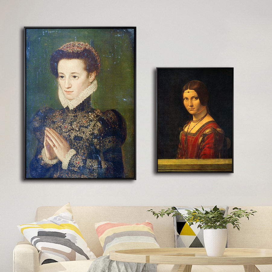 意大利艺术微喷画芯画心da vinci达芬奇蒙娜丽莎名画抱银鼠的女人