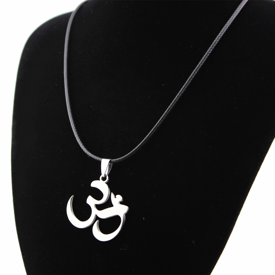 印度om符号项链 不锈钢抛光项链吊坠 om寓意印度文项链批发