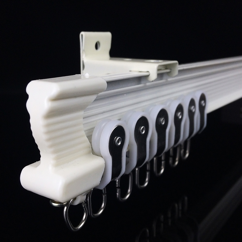 定制批发文信弯曲窗帘轨道重型铝合金弯轨顺滑静音窗帘配件