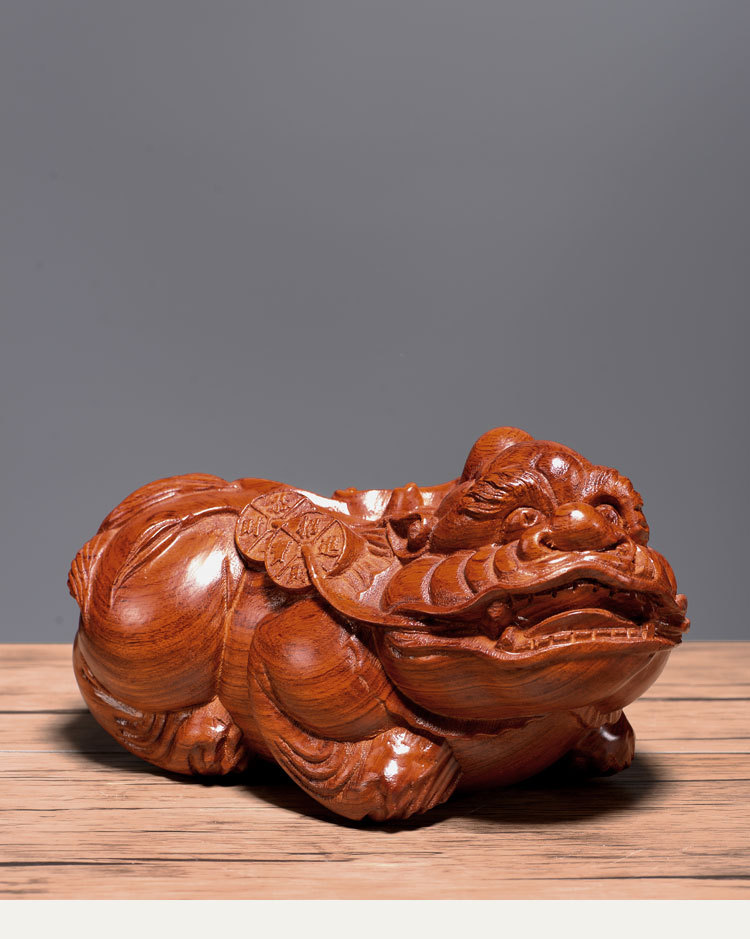 黑檀木雕大号一对貔貅摆件开业礼品家居乔迁玄关办公室木质工艺品