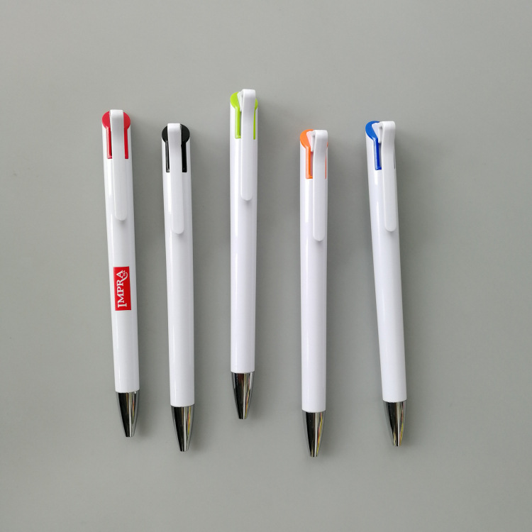 按动笔夹跳动出笔芯纯白色圆珠笔个性定制书写顺滑不断线中油笔