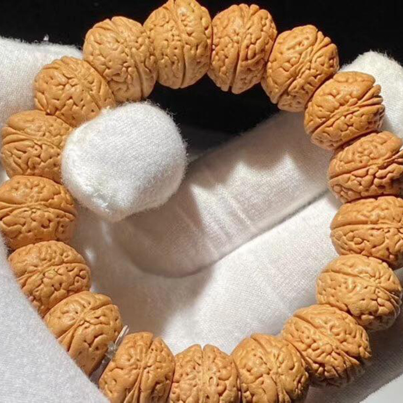 野生脑纹扇面桃核手串2016mm藏式桃胡核红皮包浆伏魔圈