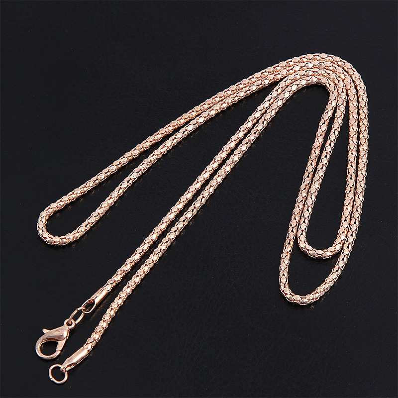 4玉米链 饰品配件玉米链厂家直销浅玫瑰金铁质玉米链