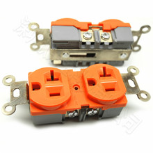 美式双联插座 美规两位6孔 橙色 带支架 美标电源板配件 SS-6B-2
