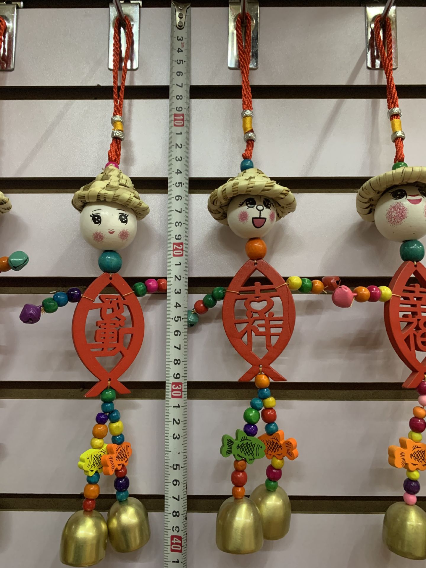 民族特色云南旅游手工艺品东巴风铃挂件 草帽红鱼片双铃人