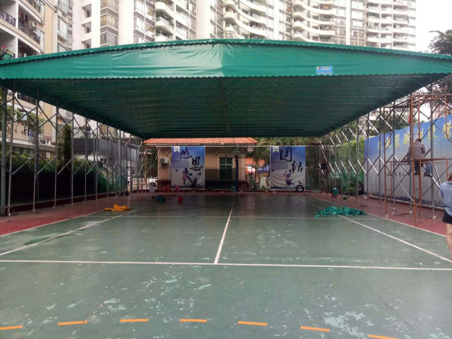 定做户外移动推拉雨棚活动伸缩大棚停车棚大型仓库篷折叠遮阳帐蓬