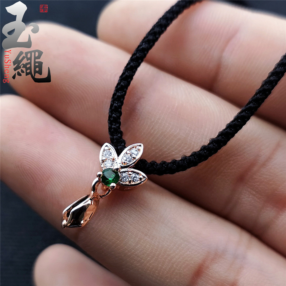 简约吊坠绳免编织瓜子扣头黄铜镶嵌锆石项链绳diy调节款挂坠绳子