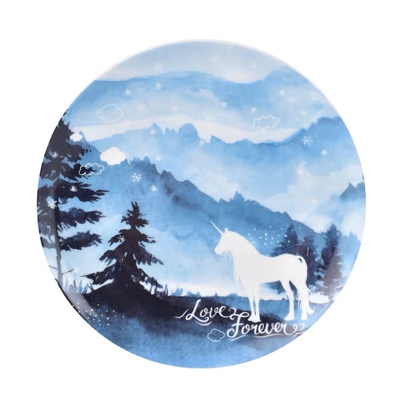 Nordic Internet Celebrity Unicorn Starry Sky Plate Breakfast Plate Dish Dessert Fruit Plate Wedding Banquet Swing Plate Decorative Hanging Plate