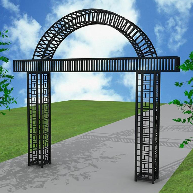 厂家定制 豪华铁艺牌坊 户外村庄园林景观拱门牌坊 钢结构门楼