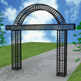 厂家定制 豪华铁艺牌坊 户外村庄园林景观拱门牌坊 钢结构门楼