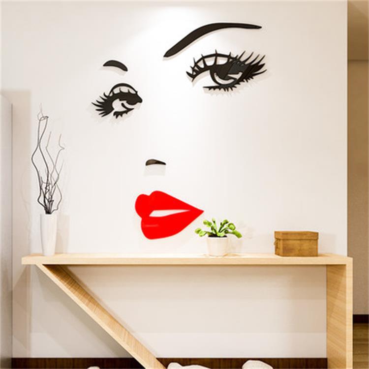 美女人物头像亚克力3d立体墙贴创意客厅卧室玄关背景墙房间装饰品