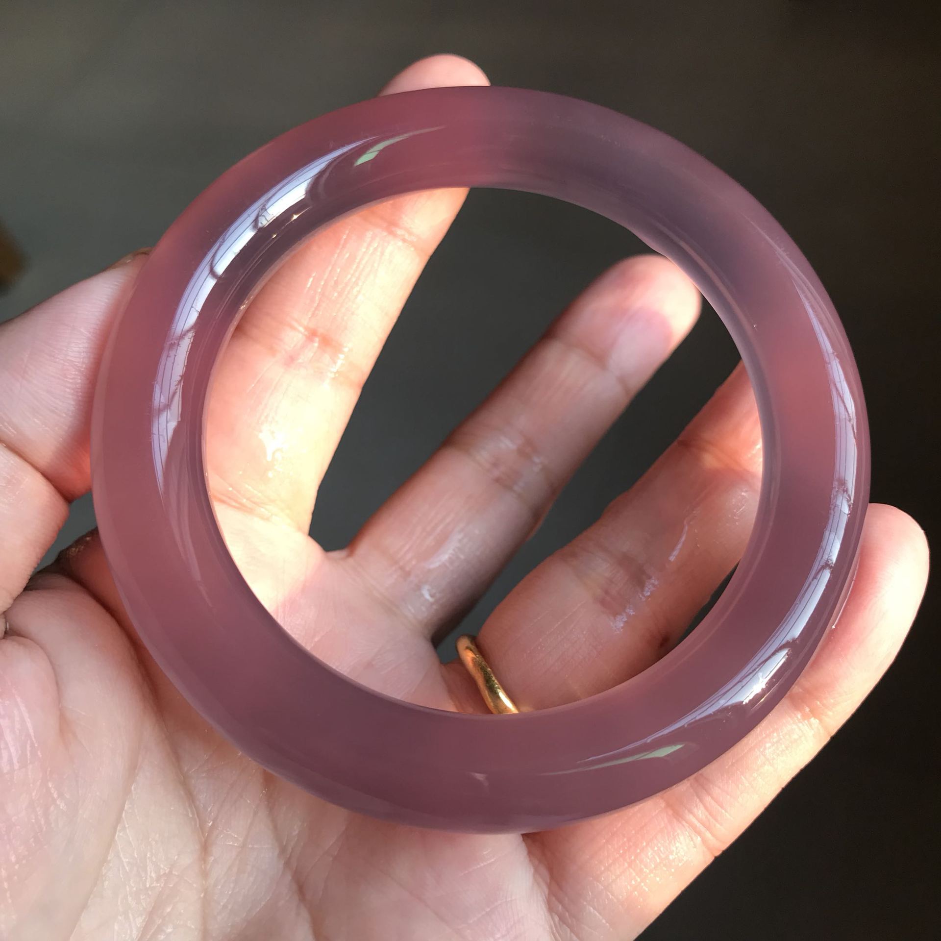 天然巴西紫玛瑙玉手镯女款时尚少女玉镯子细圆条紫色玉髓手镯