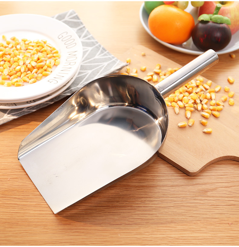 不锈钢冰铲铲子米铲粮食面粉食品干果铲茶叶爆米花瓜子圆底铲批发