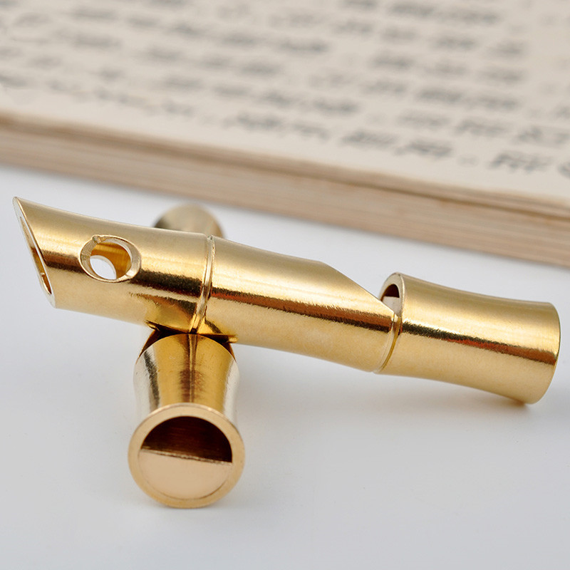 纯黄铜复古求生哨手工纯铜口哨户外用品etc工具拉牌竹节教练口哨
