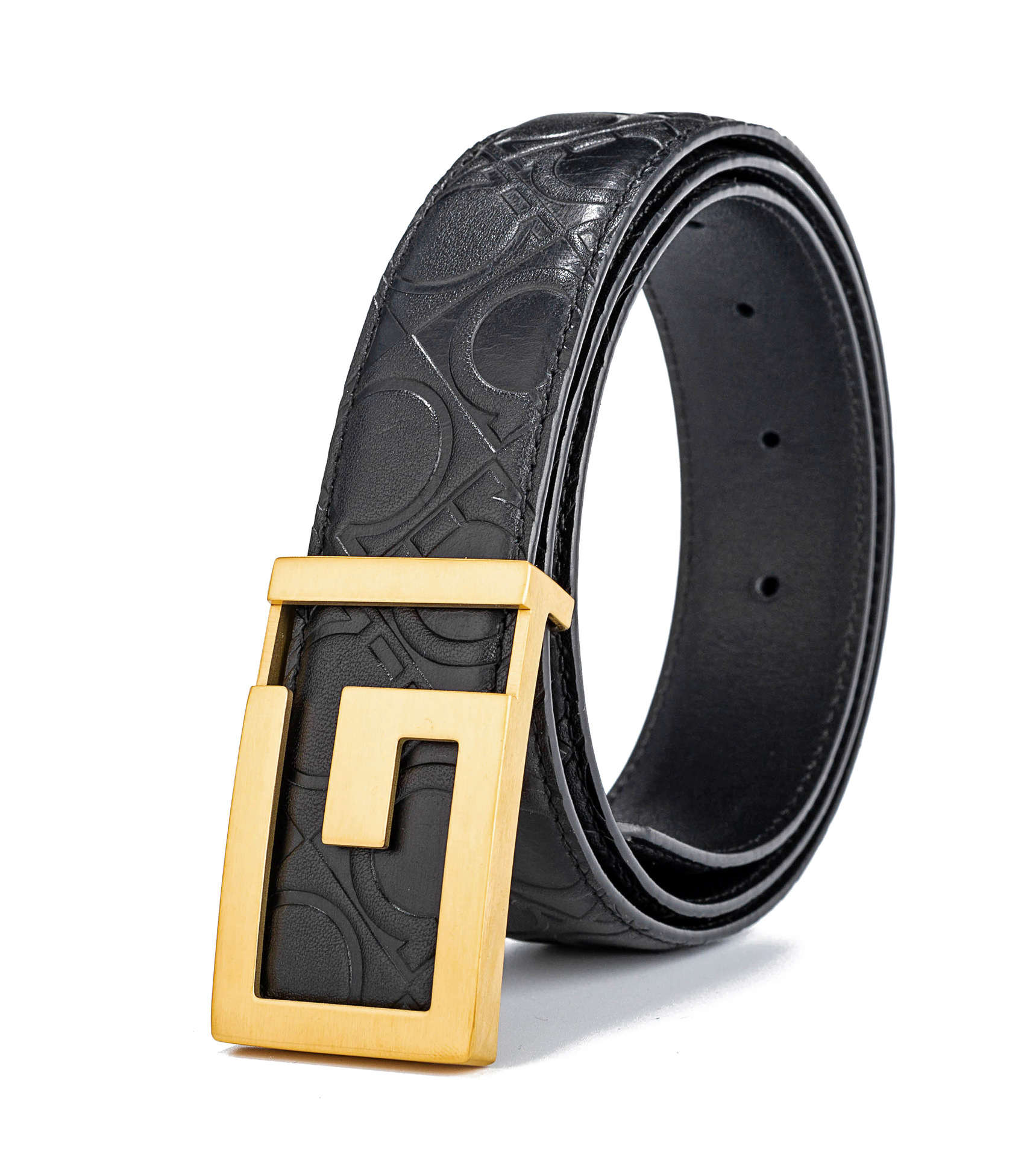 男士钢扣真皮腰带 高端品质 原版马蹄纹进口头层牛皮平滑扣皮带