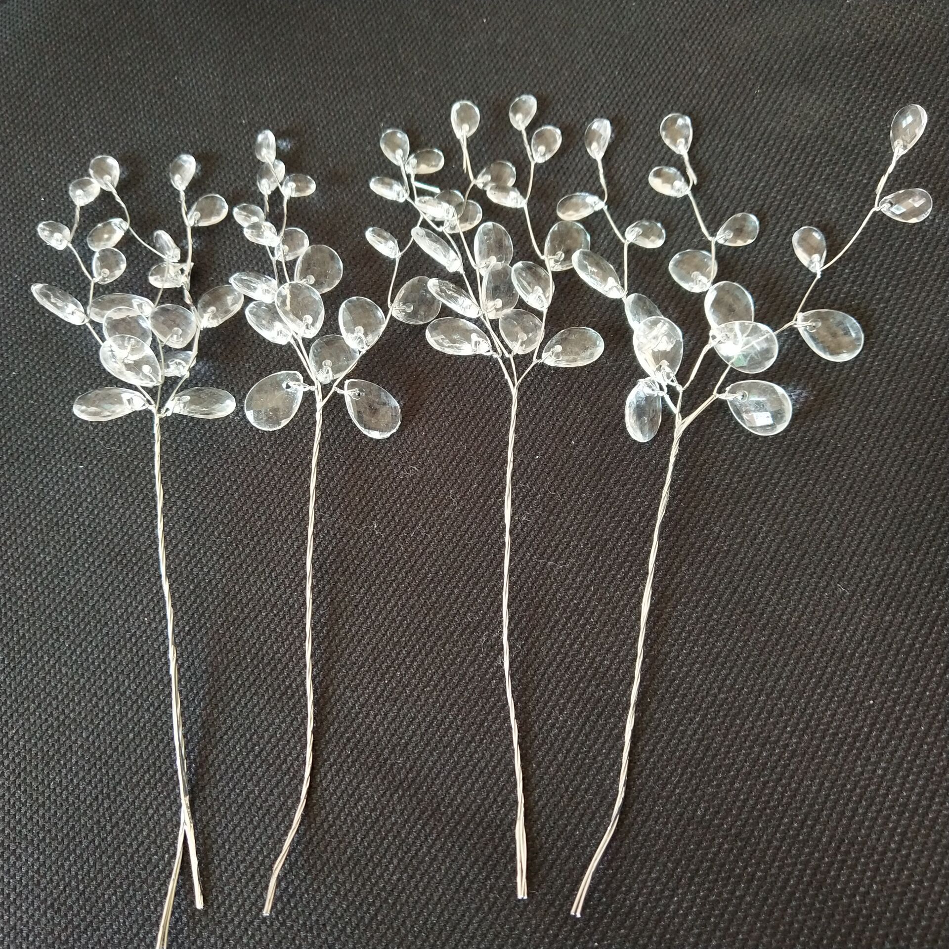 批发15cm3叉水滴铁丝串支新娘头饰婚庆家居烛台装饰diy皇冠材料