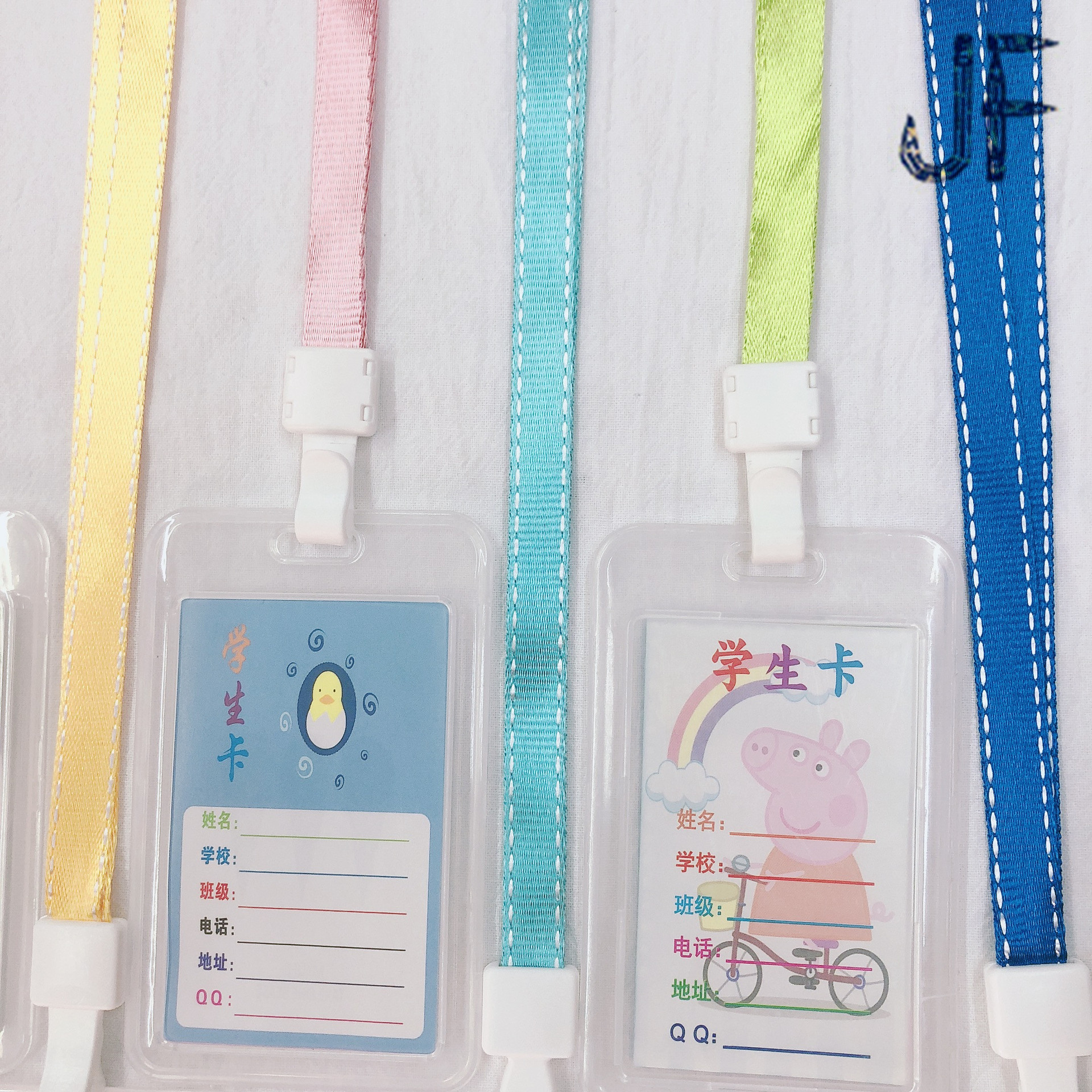 新款透明双面学生卡挂绳公交卡证件卡白线夹扣提花挂脖字母胸卡饭
