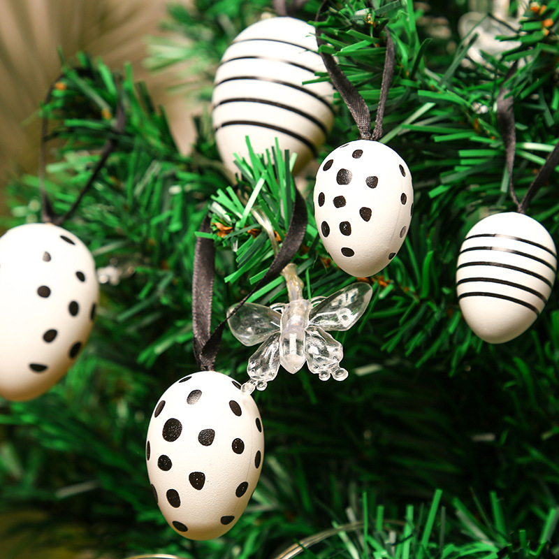 花纹斑点图案彩绘蛋diy儿童手工创意塑料涂鸦上色彩色鸡蛋壳6cm